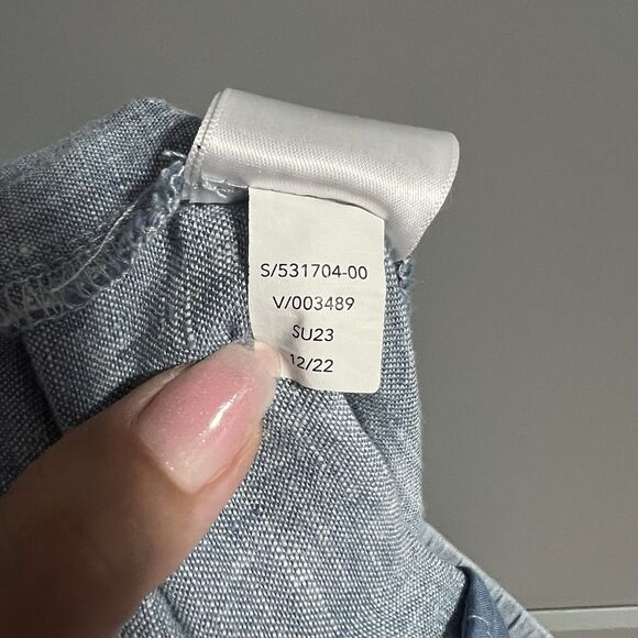 Athleta 100% Linen Retreat Linen Jogger Pants Chambray 8 Lagenlook Elastic Waist - Picture 9 of 9